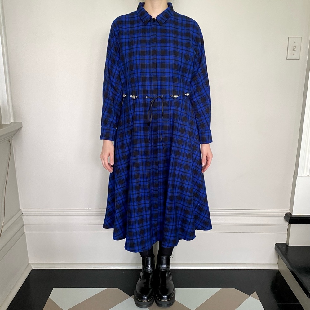 Maje Rebel Carreaux belted check cotton-flannel midi dress. 💙 - Picture 4 of 11